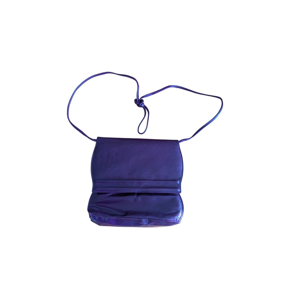 Charles Jourdan Paris Vintage Purple Leather Crossbody Bag Made in France